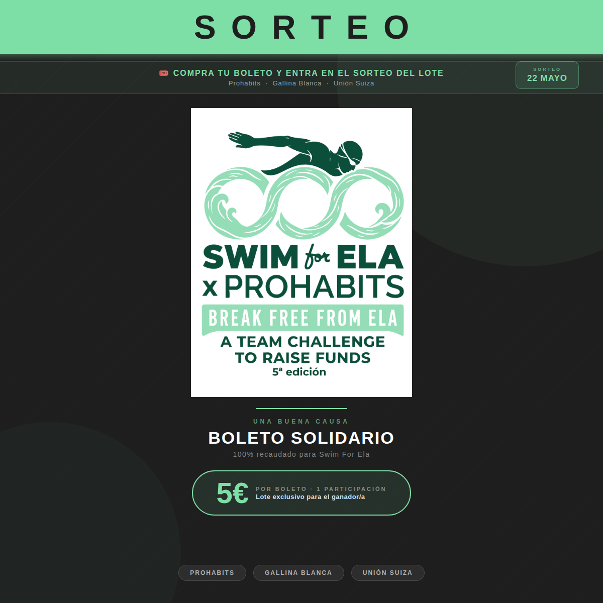 Boleto Solidario Sorteo Swim For Ela